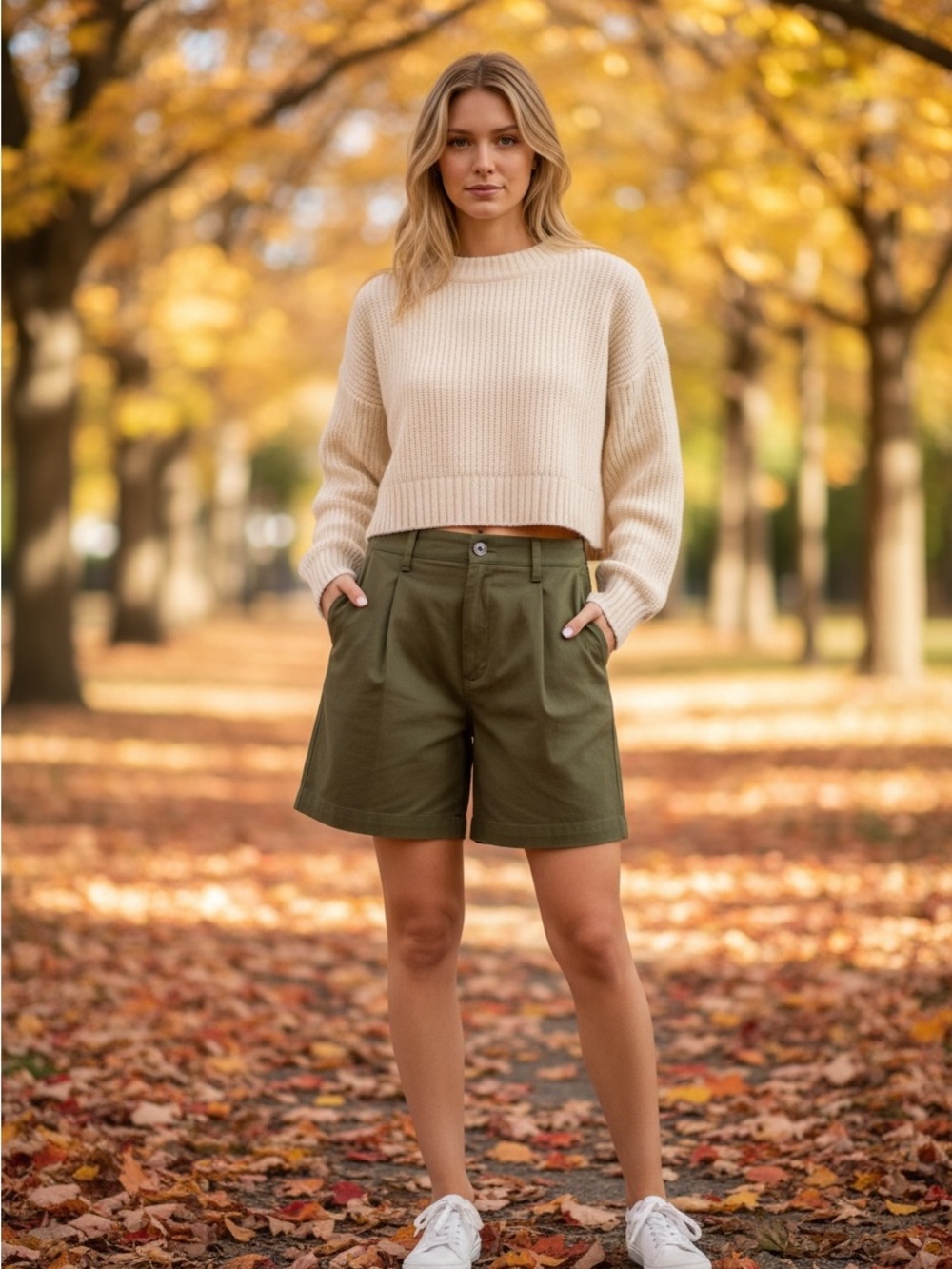 DONNI. twill pleated shorts in rosemary Size Small